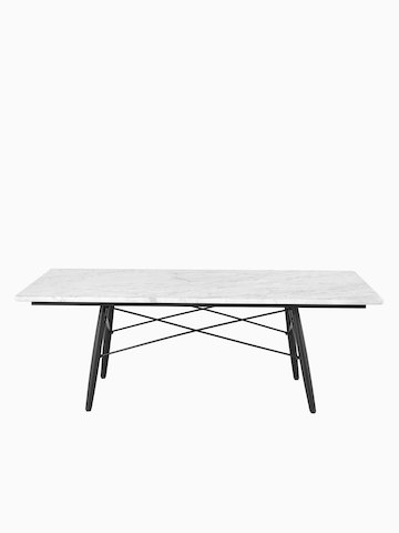 A rectangular Eames Coffee Table with a white top.
