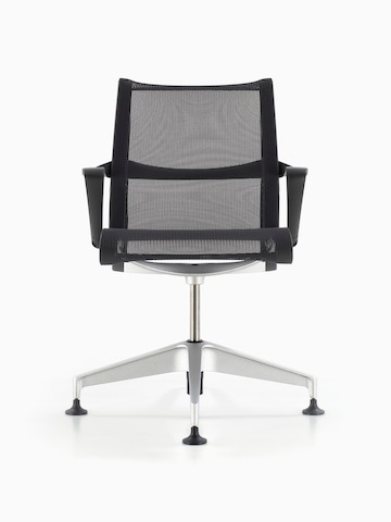 Black Setu office chair, viewed from the front.