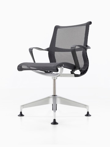 Black Setu office chair, viewed from a 45-degree angle.