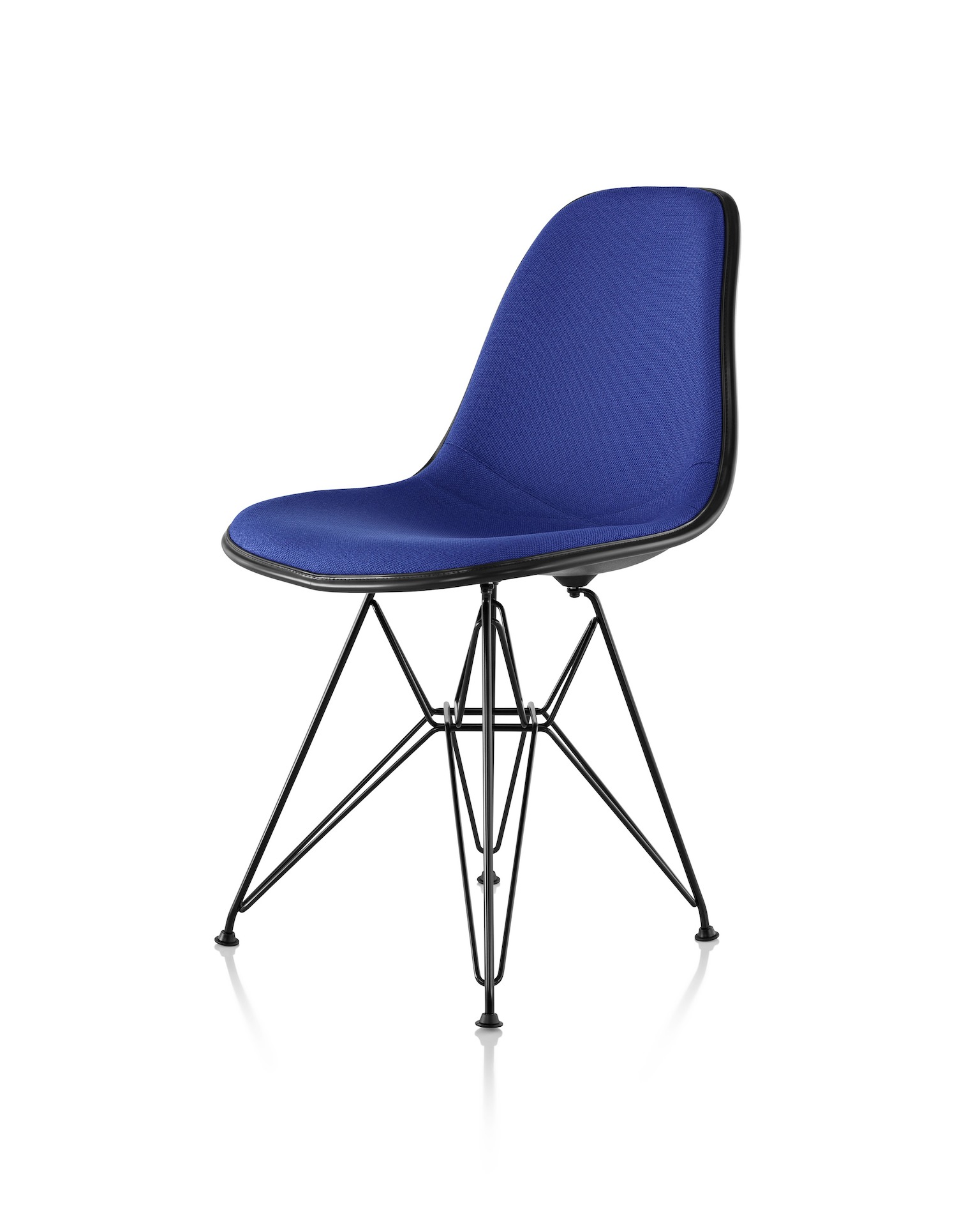 Eames Upholstered Molded Fiberglass Side Chair, Wire Base