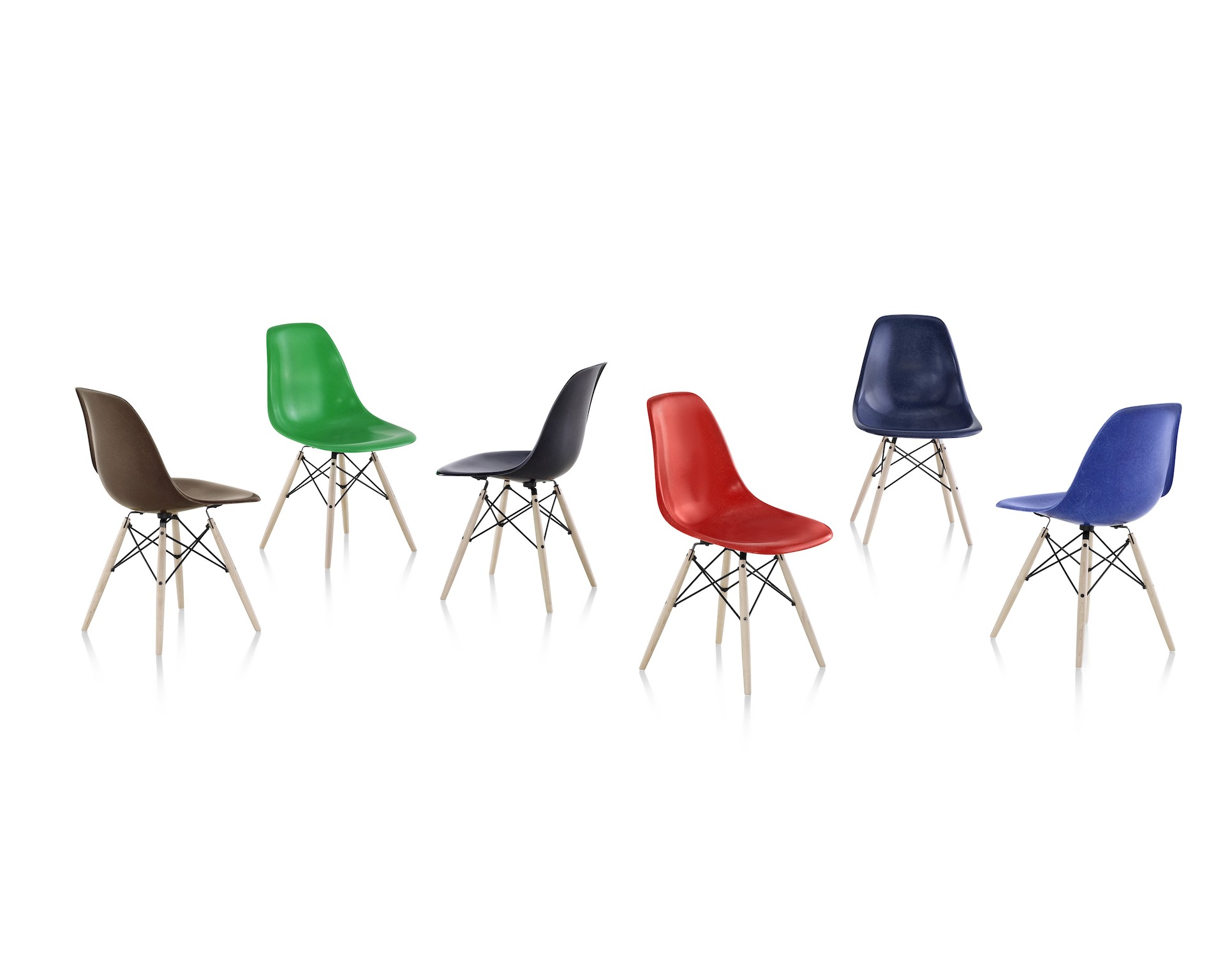 Eames Molded Fiberglass Chairs with Dowel Base