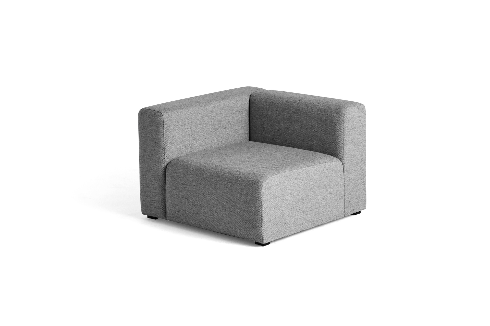 Grey Mags Sectional Sofa end module with left armrest, viewed at an angle.