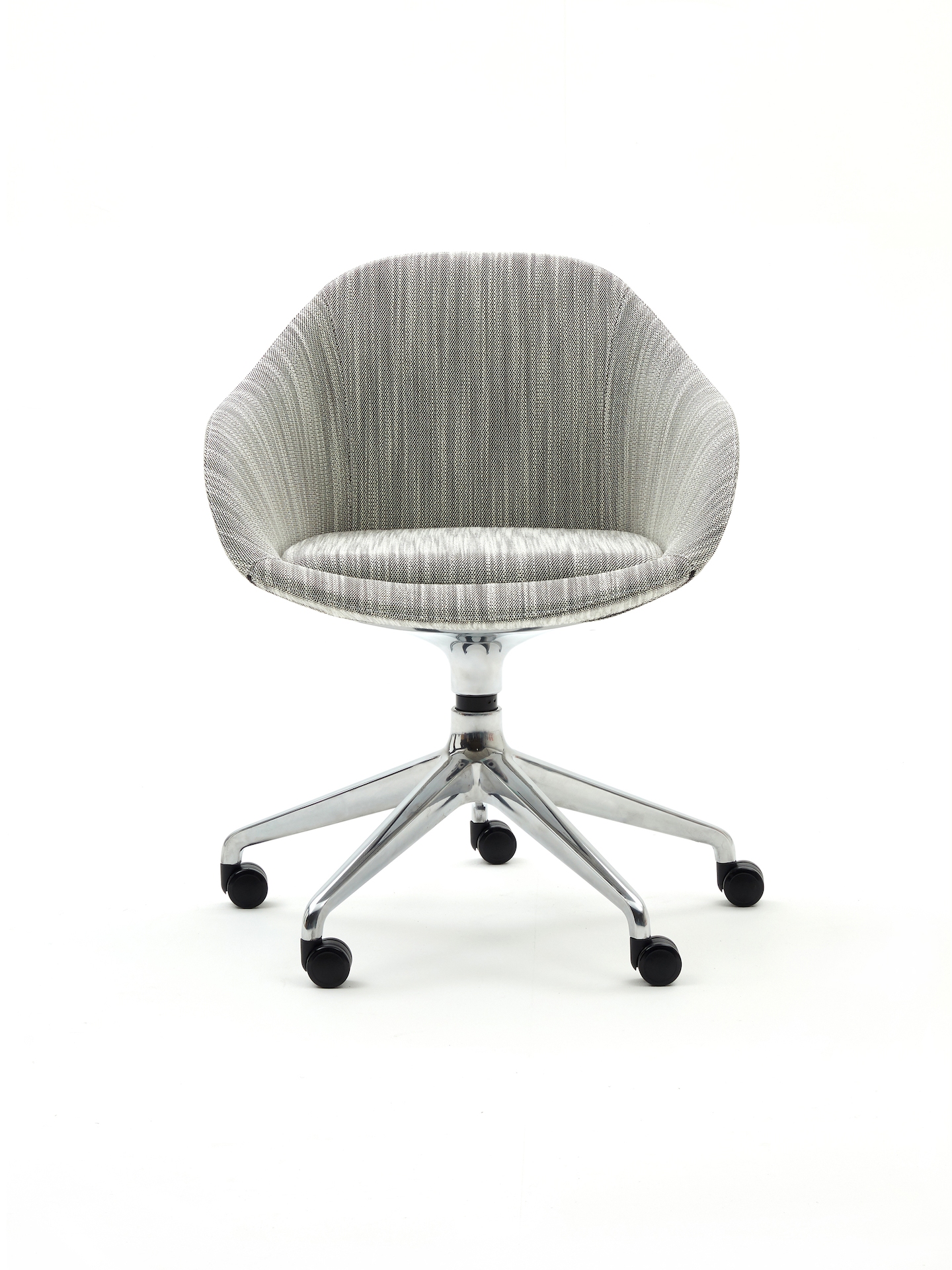 A naughtone Always Chair with a polished 5-star caster base and patterned gray upholstery. Select to go to the Always Chair product page.