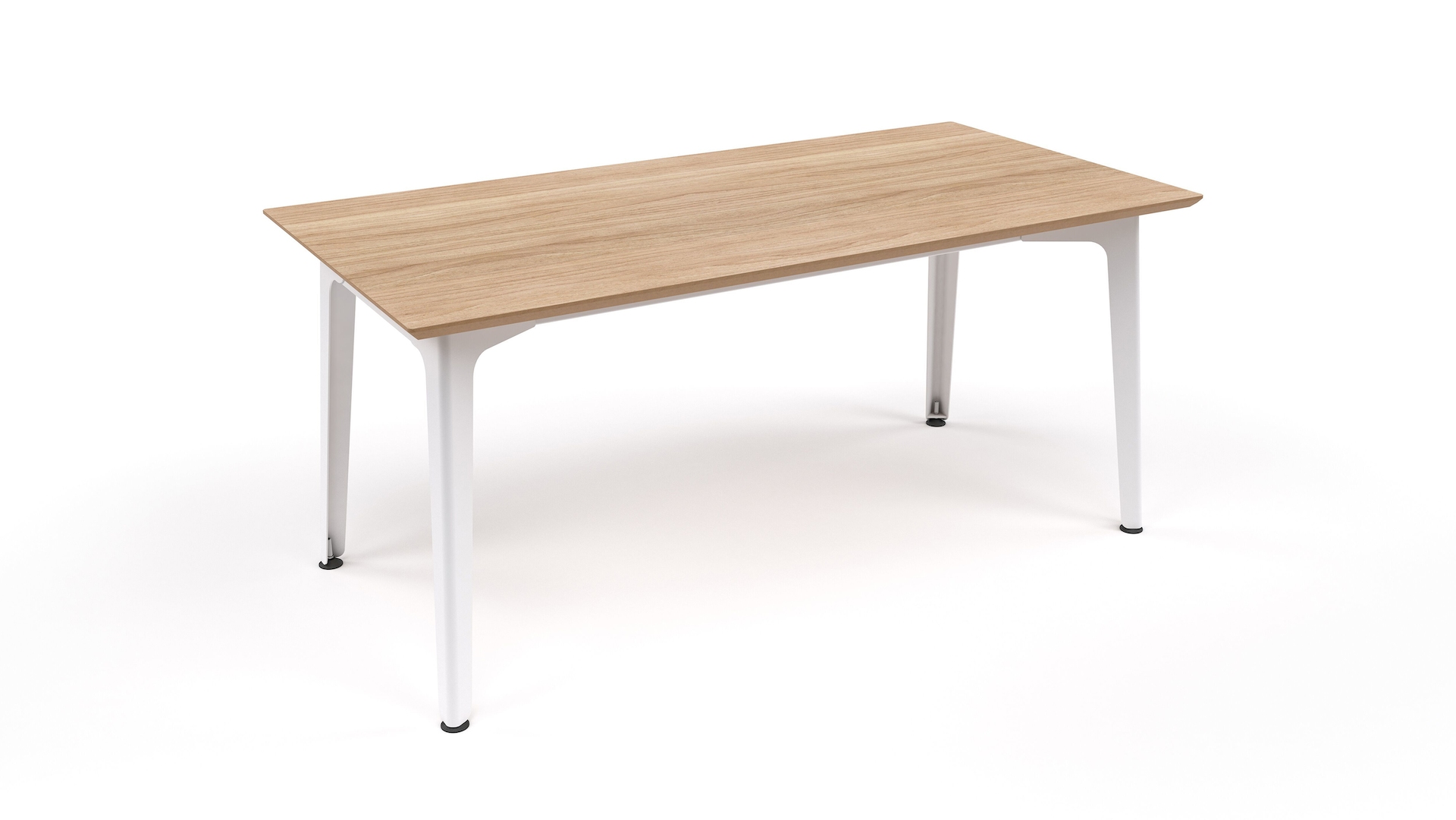 An oak-topped naughtone Fold Bar Height Table with a white base, viewed from above and at an angle.