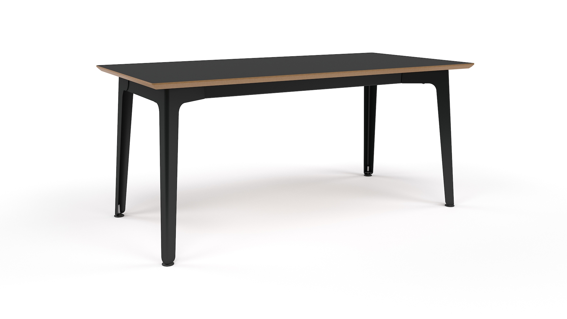 An all black naughtone Fold Bar Height Table, viewed at an angle.