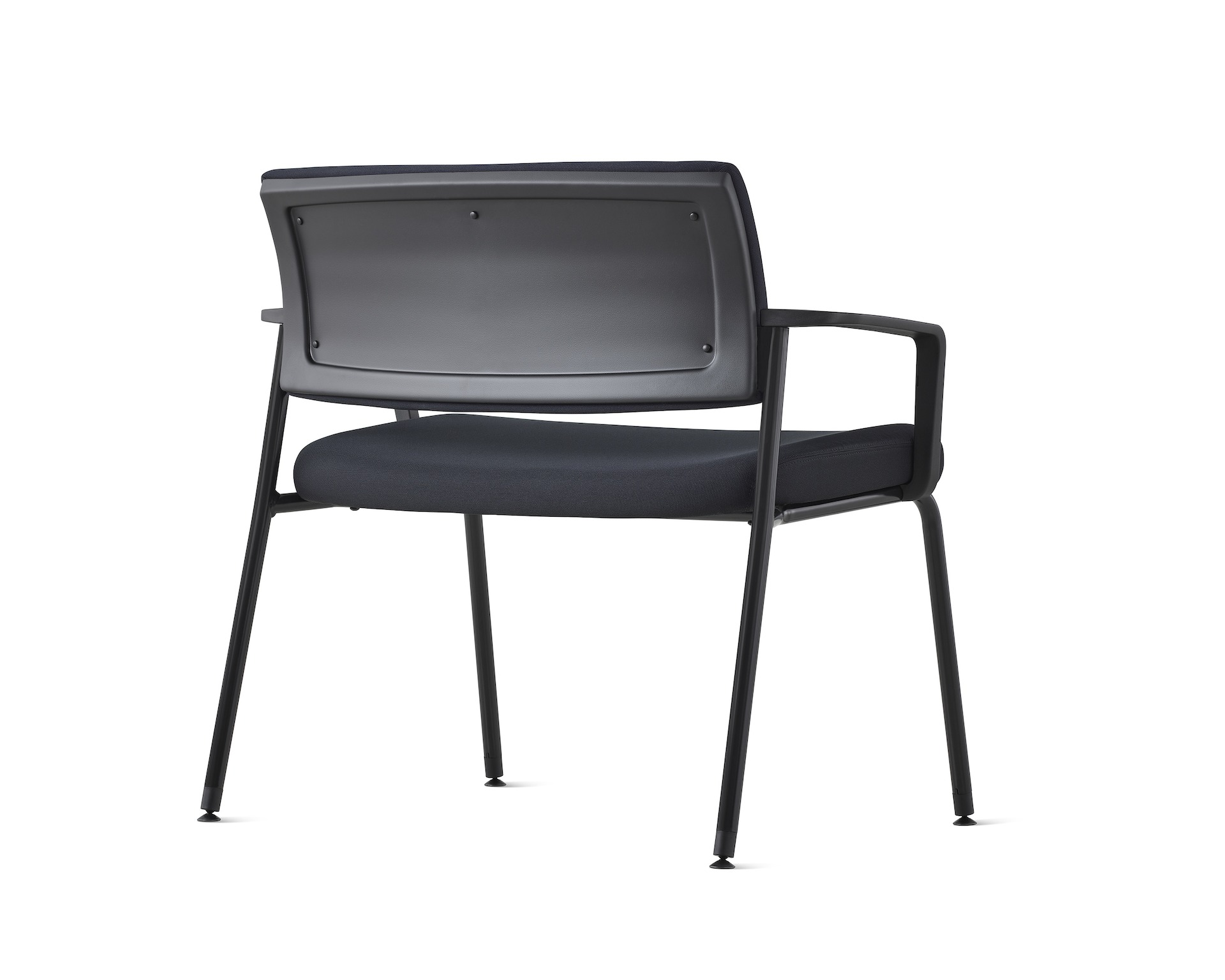 A black Verus Plus Chair, viewed from the back at an angle.