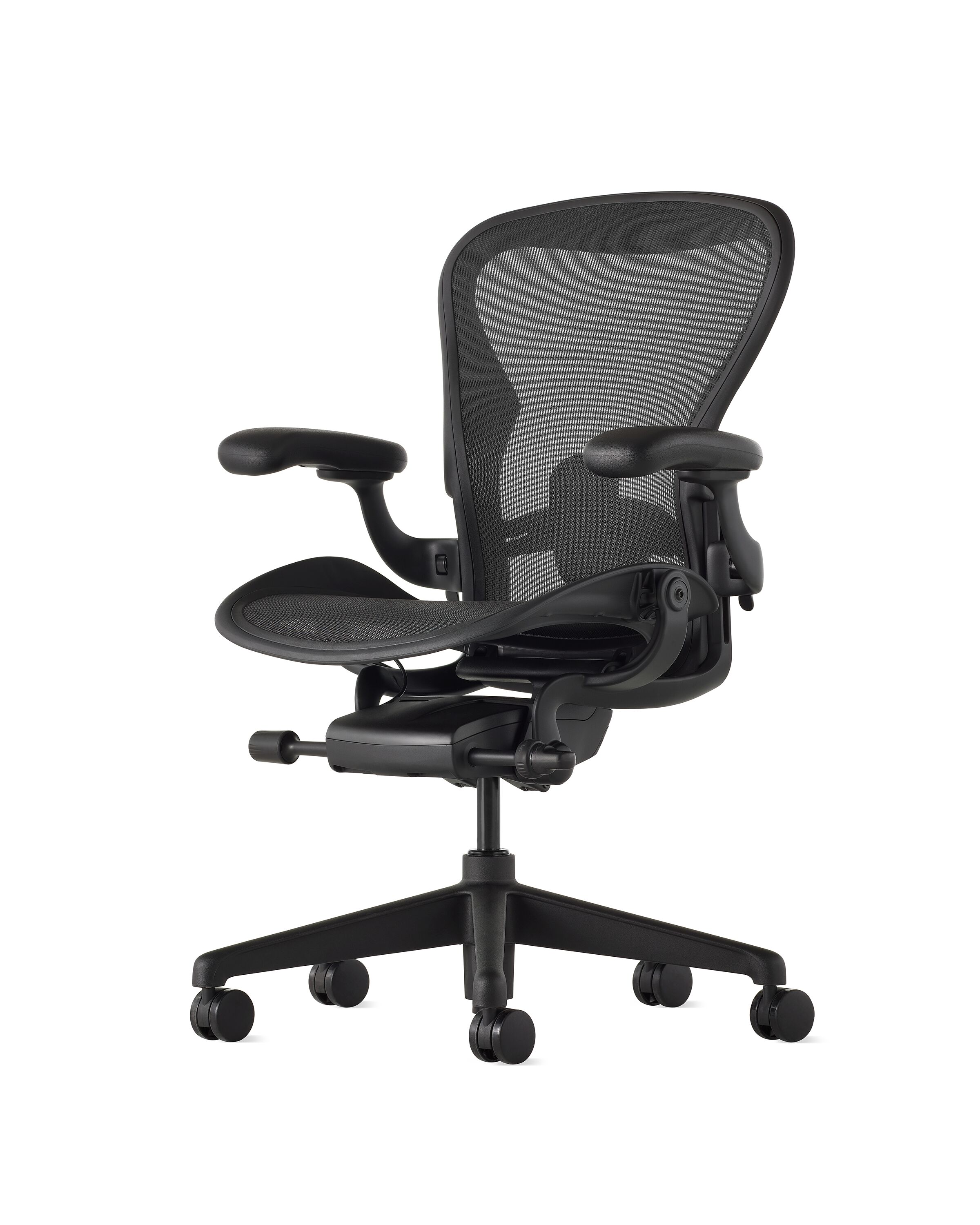 Aeron Chair, Onyx, Plastic Base, Adjustable Lumbar Support 