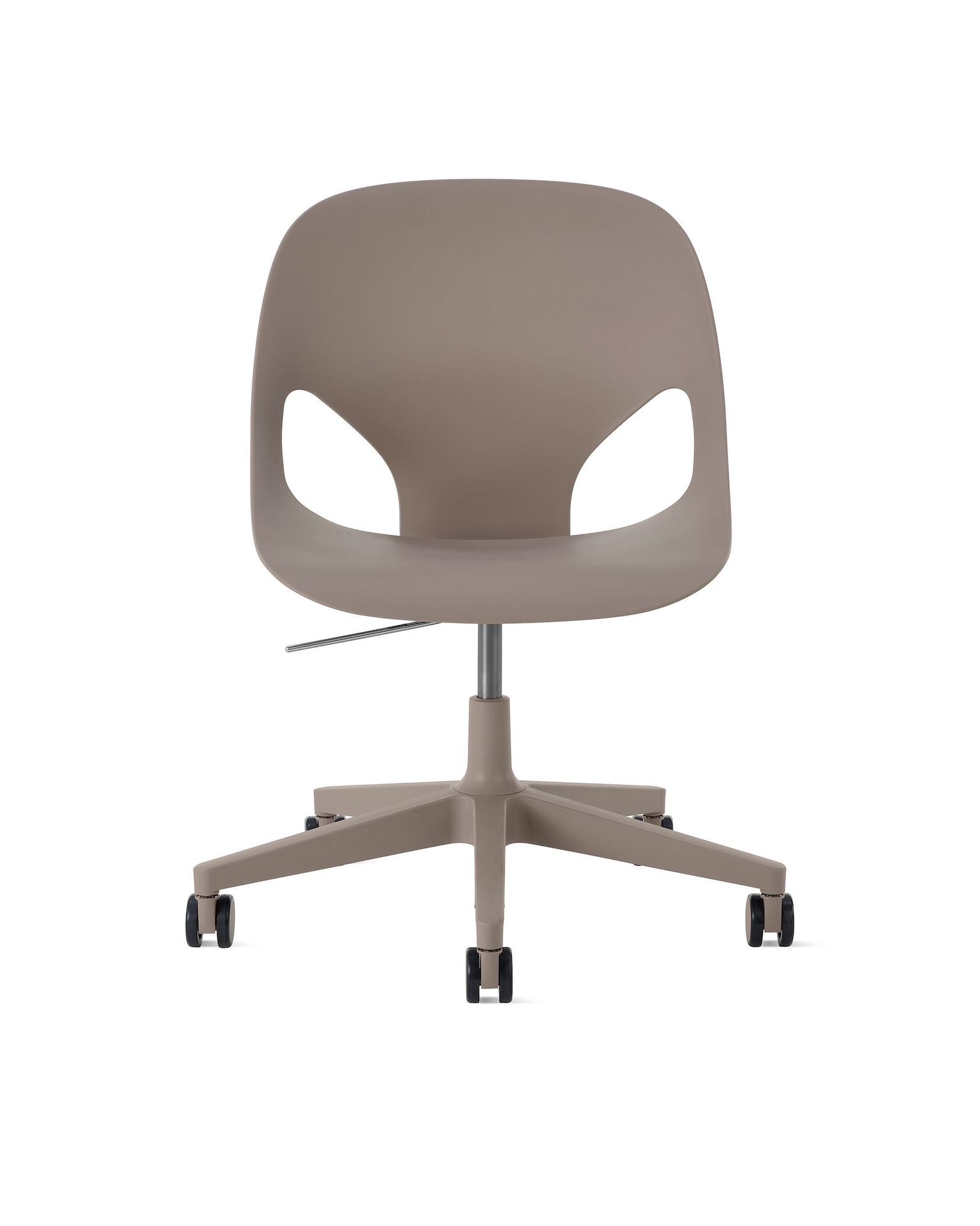 Front view of a light brown armless Zeph chair.