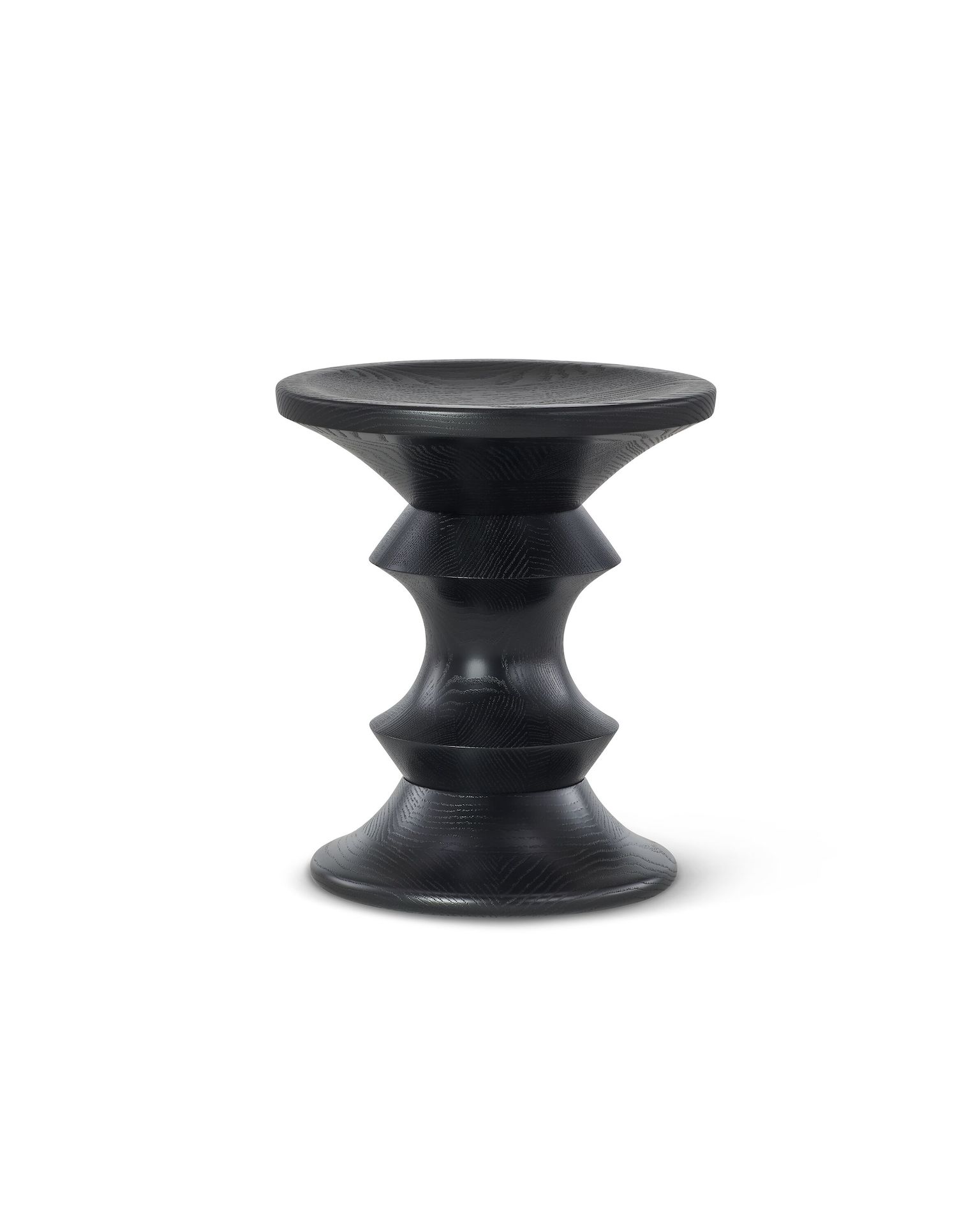 Eames Turned Stool in ebony ash shape A.