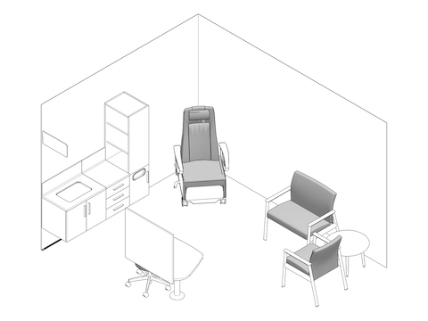 A line drawing - Exam Room 014
