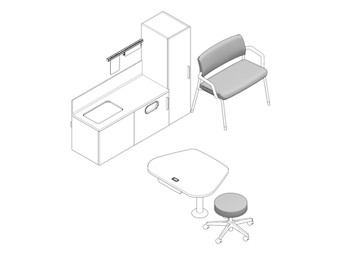 A line drawing - Exam Room 017