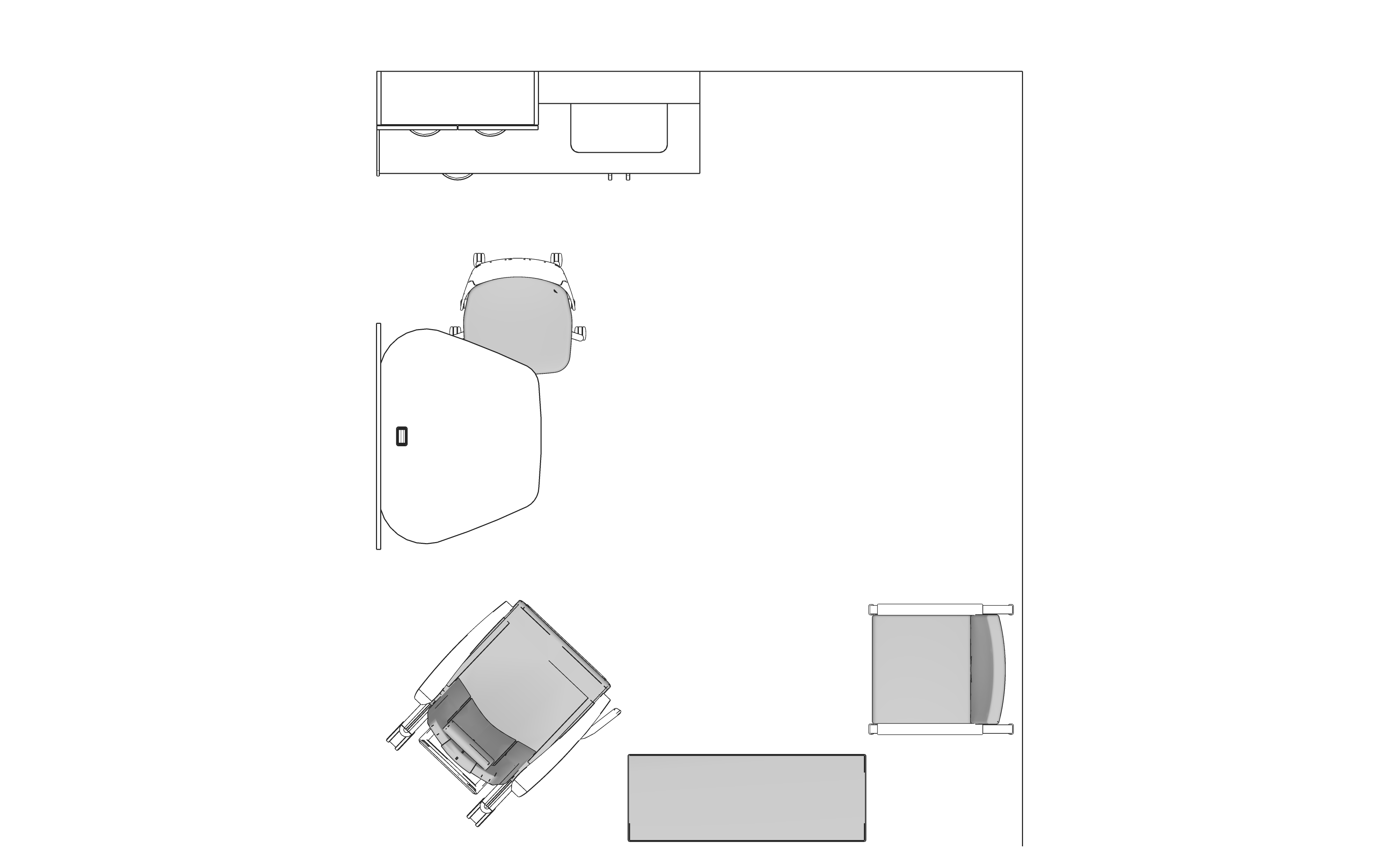 A line drawing viewed from above - Exam Room 020