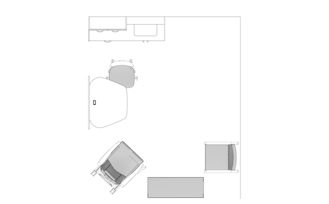 A line drawing viewed from above - Exam Room 020