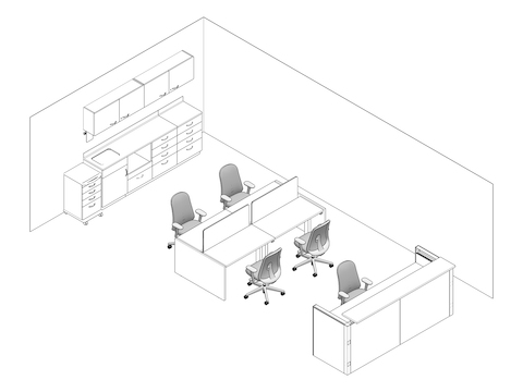 A line drawing - Nurses Station 003