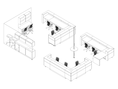 A line drawing - Nurses Station 026