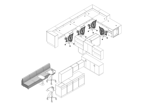 A line drawing - Nurses Station 027