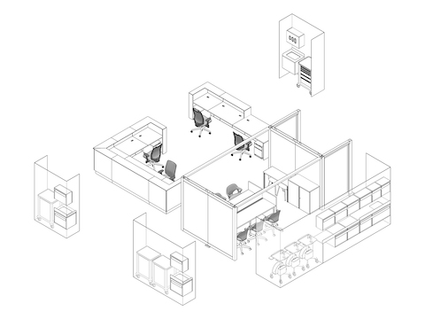 A line drawing - Nurses Station 028