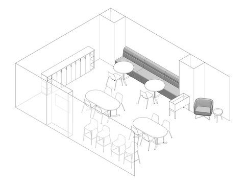 A line drawing - Staff Lounge 009