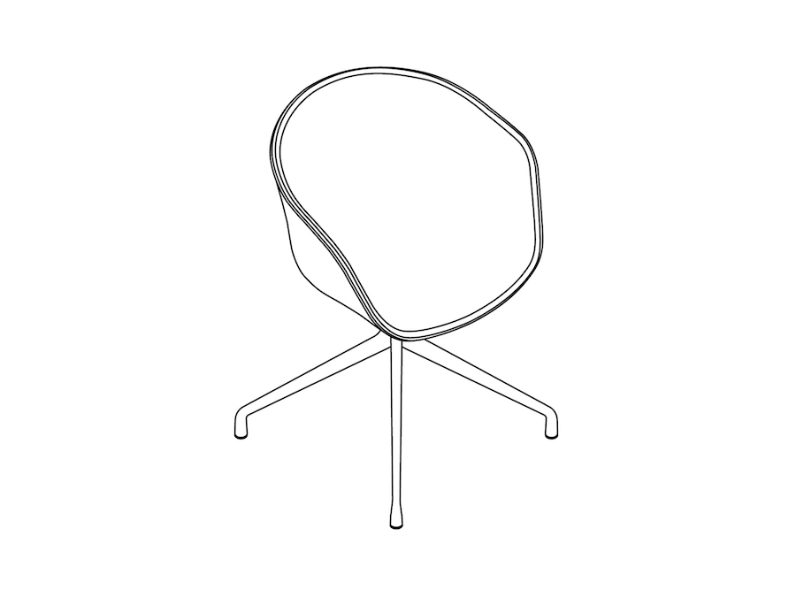 Um desenho de linha - Cadeira About A — Com braços — Base em estrela de 4 pontas giratória — Estofado macio (AAC21S)