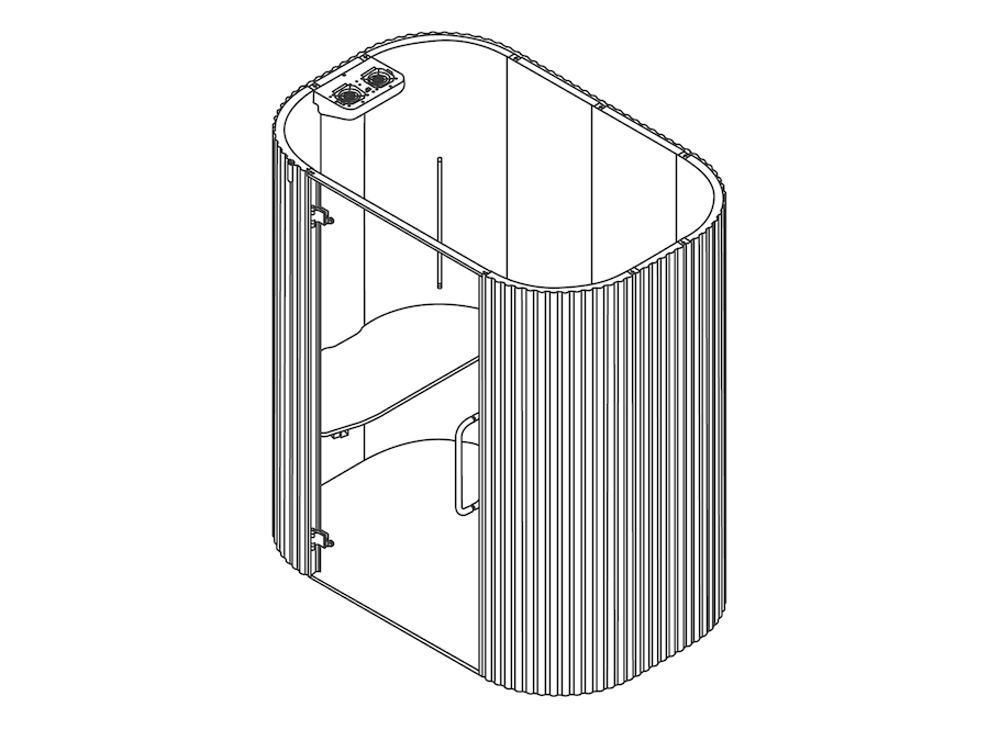 A line drawing - Bay Work Pod Pro