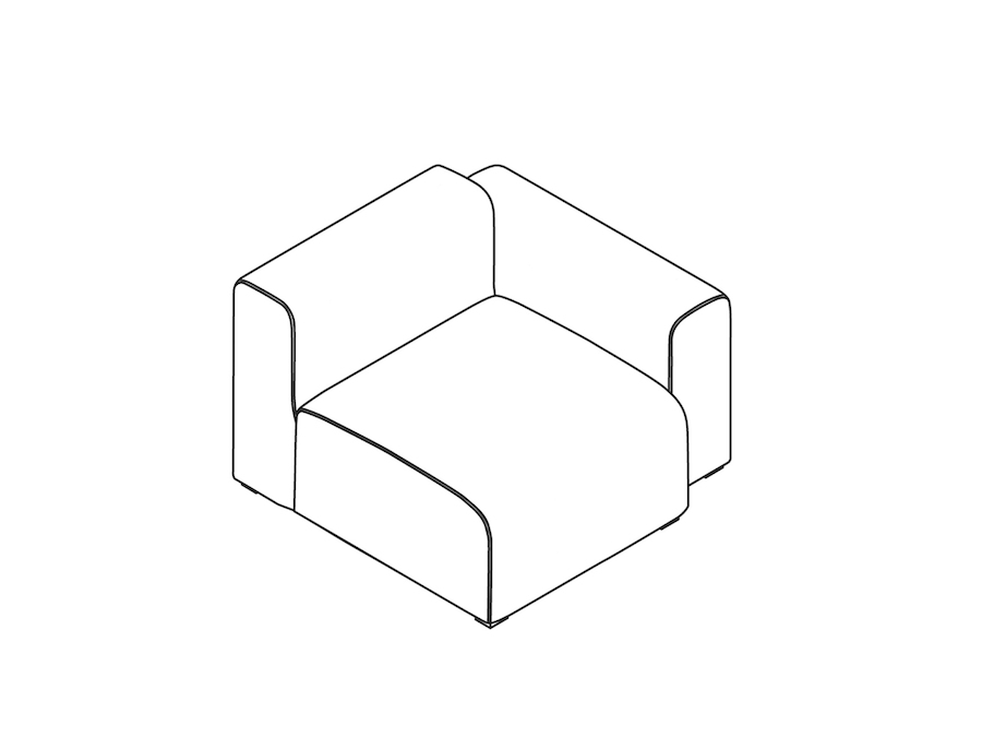 Un dibujo - Mags Sofás seccionales–Estrecho–Unidad recta–Extremo derecho–Brazo bajo