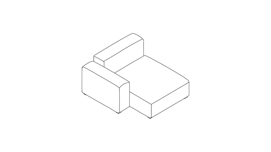A line drawing - Mags Soft Sectional Sofas–Wide–Chaise–Left End–Short–Low Arm