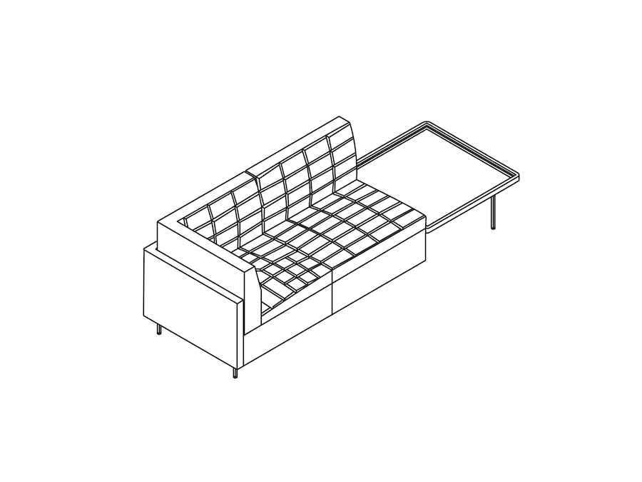 Eine Zeichnung - Tuxedo Component Zweisitzer – Ecke rechts – Tisch links