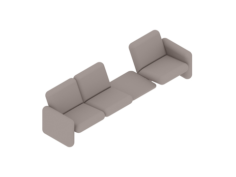 Eine generische Abbildung - Wilkes Modulare Sofagruppe–1 Sitz links–Tisch–2 Sitze rechts