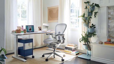 Aeron ergonomic chair in home office set up