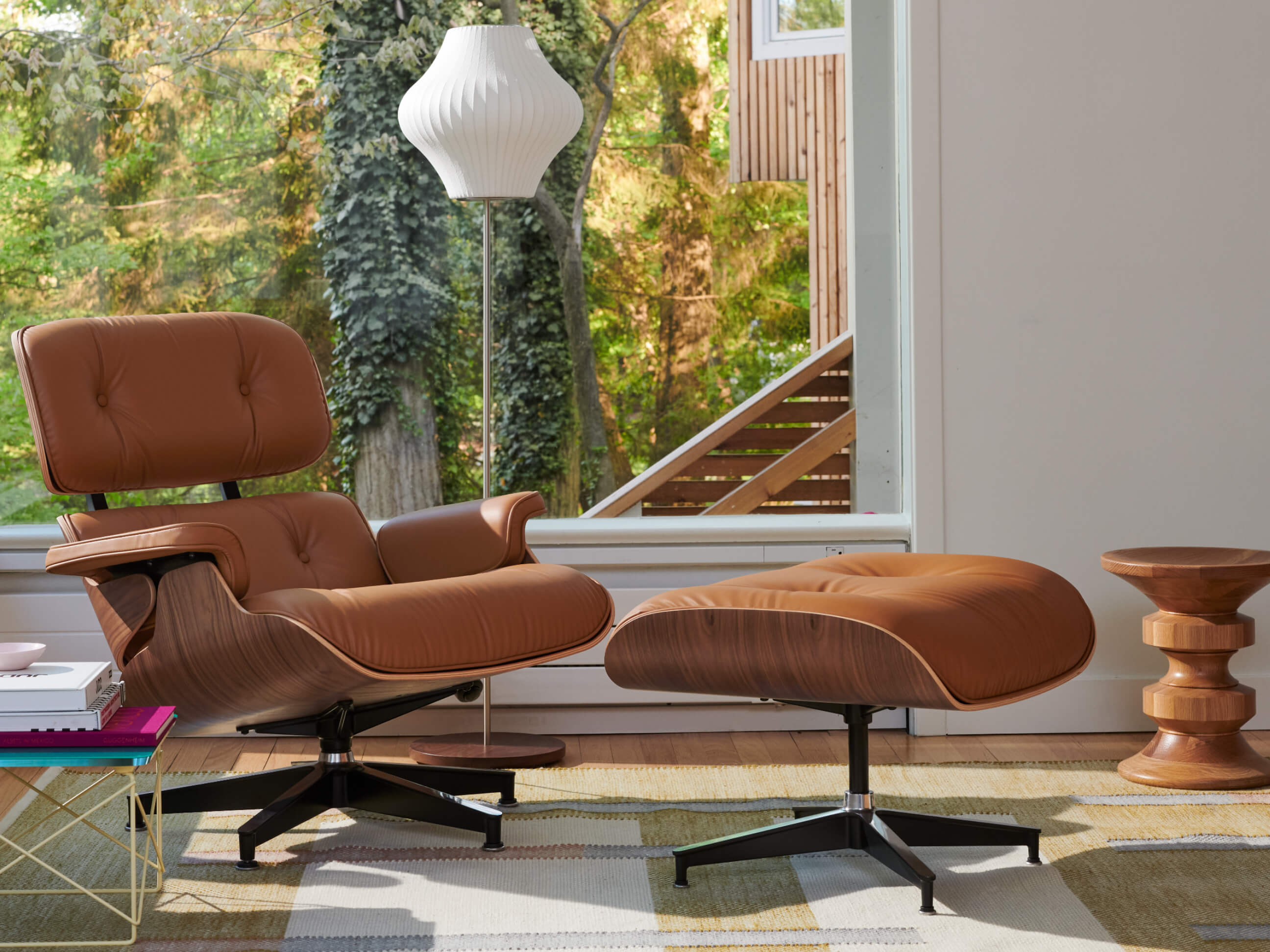 Eames Lounge Chair and Ottoman featured in its all-new bamboo-based leather alternative.