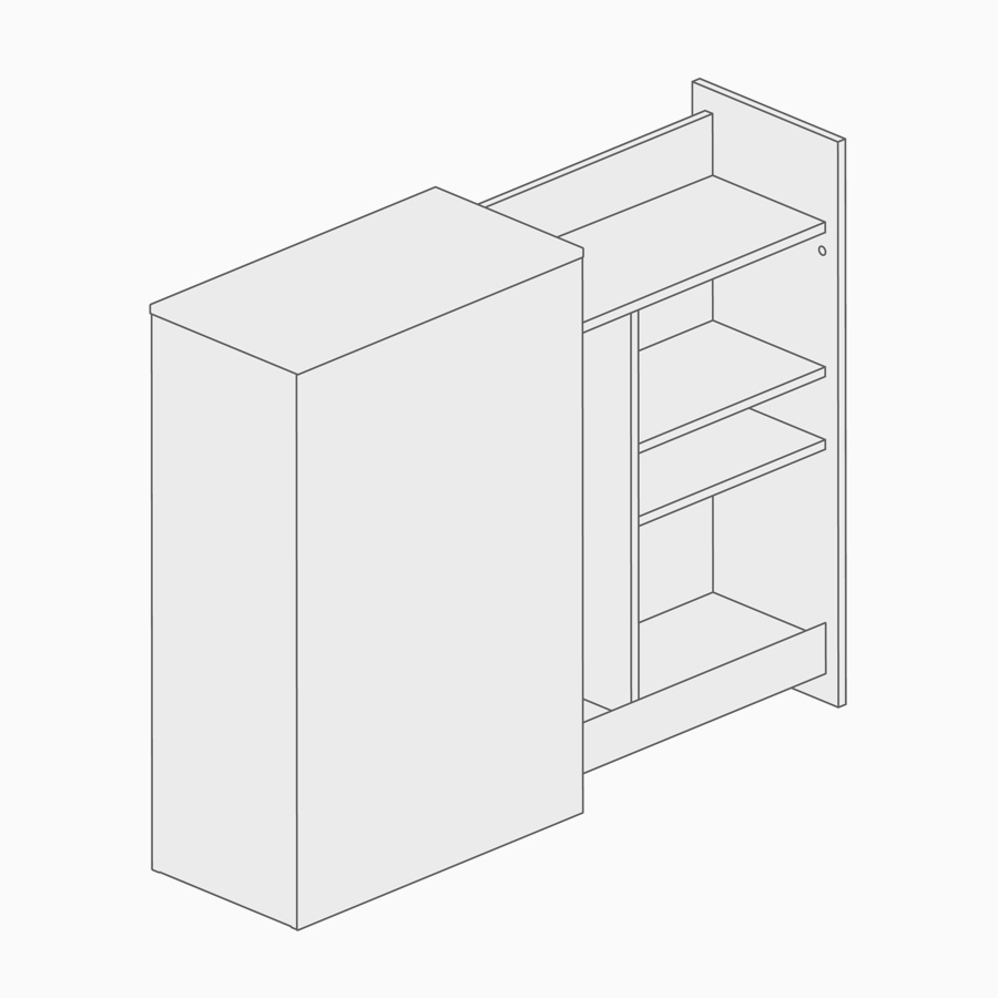 A line drawing of a freestanding storage tower.