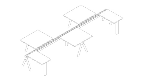 A line drawing of 8 Canvas Vista touchdown workstations.