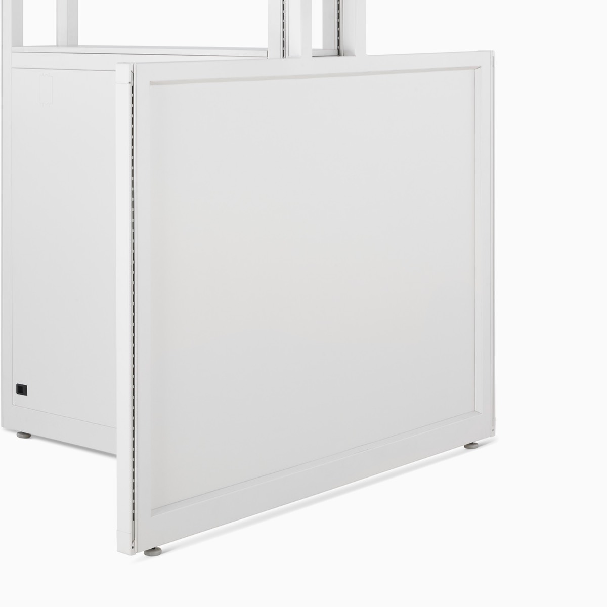 Detail of Co/Struc System frame and panel in soft white.