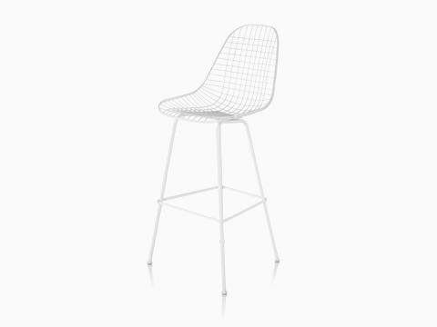 Eames Wire Stool Outdoor with white finish and bar height base.