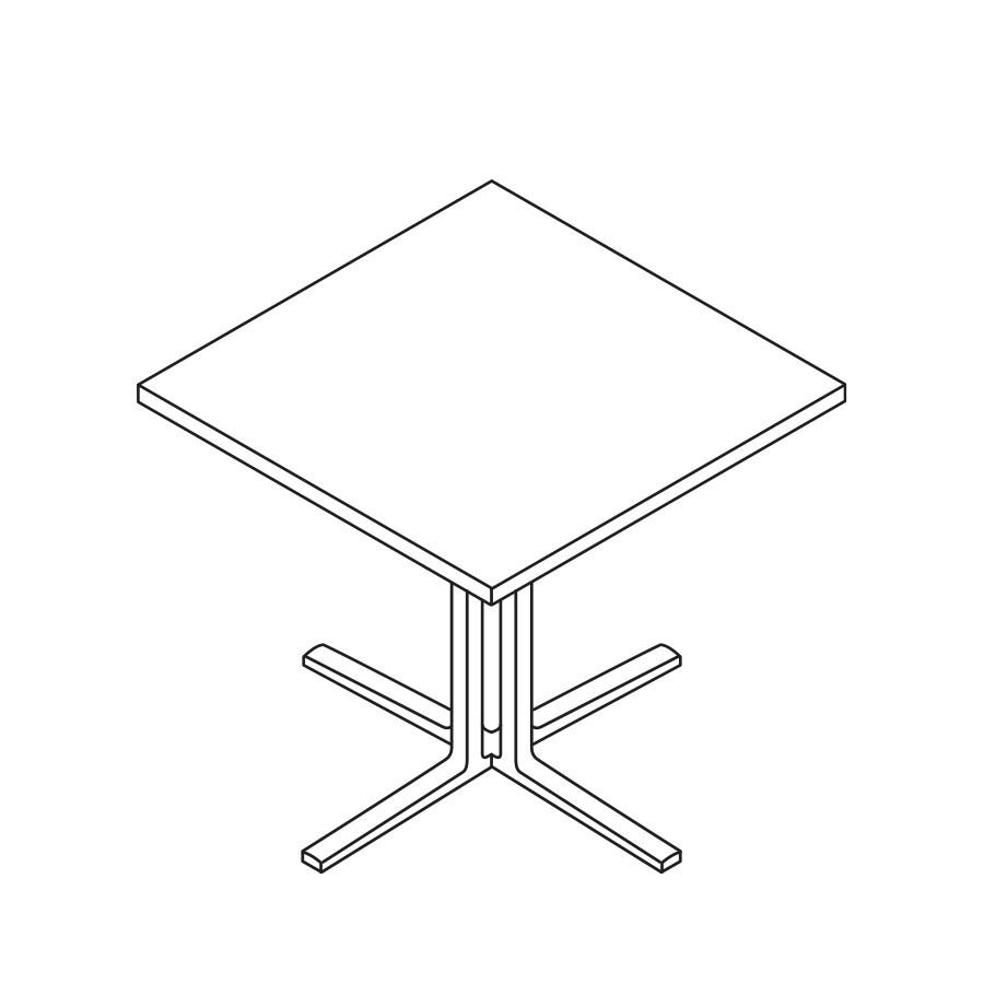 A line drawing of a square Everywhere Table.
