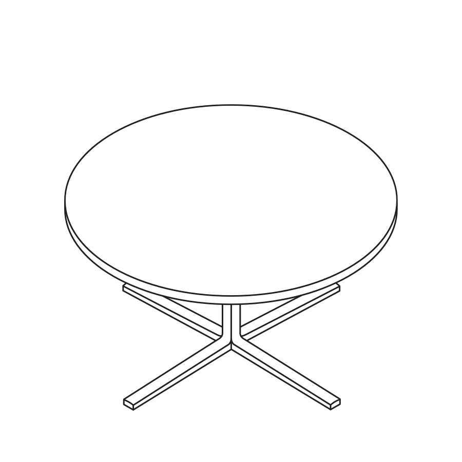 A line drawing of a round occasional Everywhere Table.