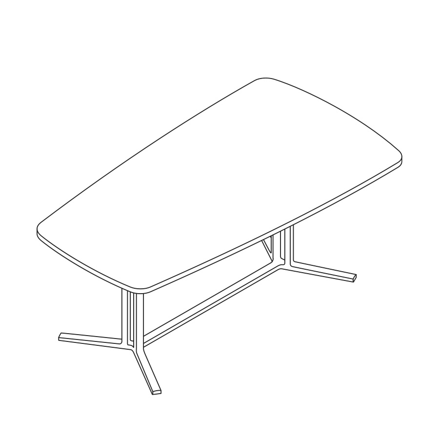 A line drawing of an oval Everywhere Table.