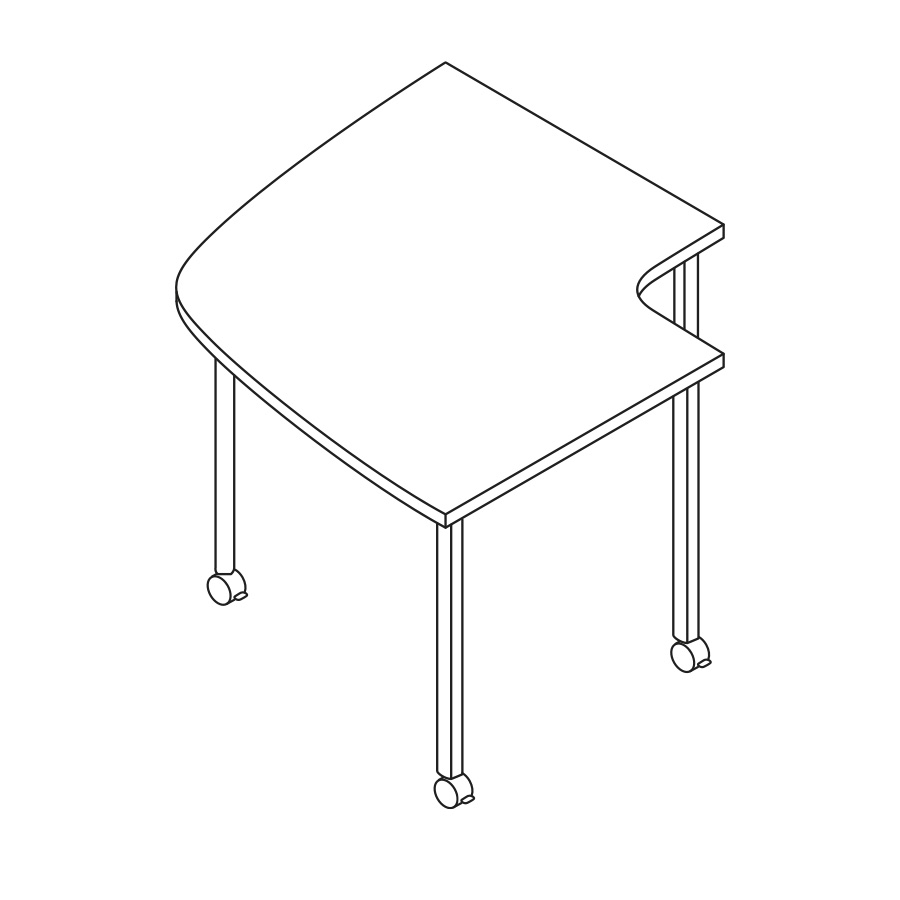 A line drawing of an Everywhere Conference Corner Table.