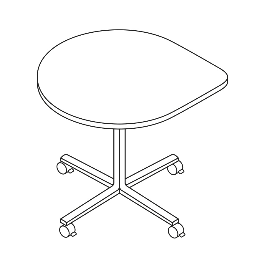 A line drawing of an Everywhere Teardrop Table.