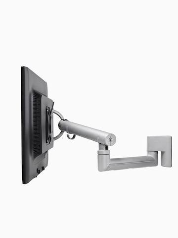 Un brazo de monitor Flo ajustable diseñado para sistemas de riel montados en panel. Seleccione para ir a la página del producto Flo Rail Tile Mount.