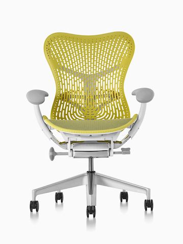 柠檬绿Mirra 2办公椅，从正面看。