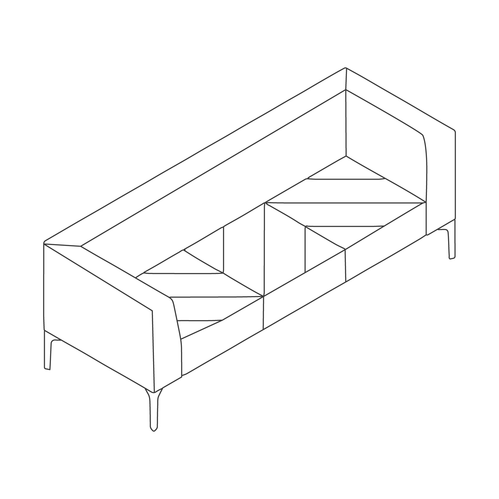 A line drawing of Hatch Sofa–3 Seat.