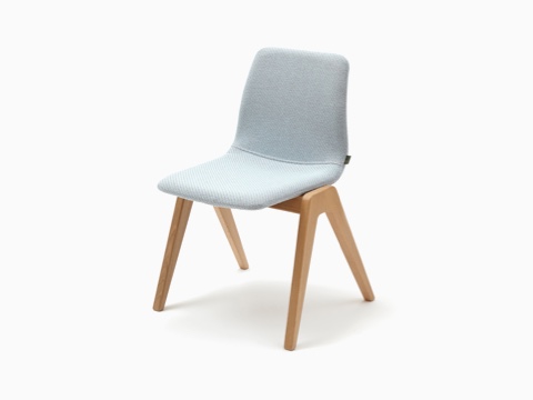 A light blue NaughtOne Viv Wood Chair, viewed at an angle.