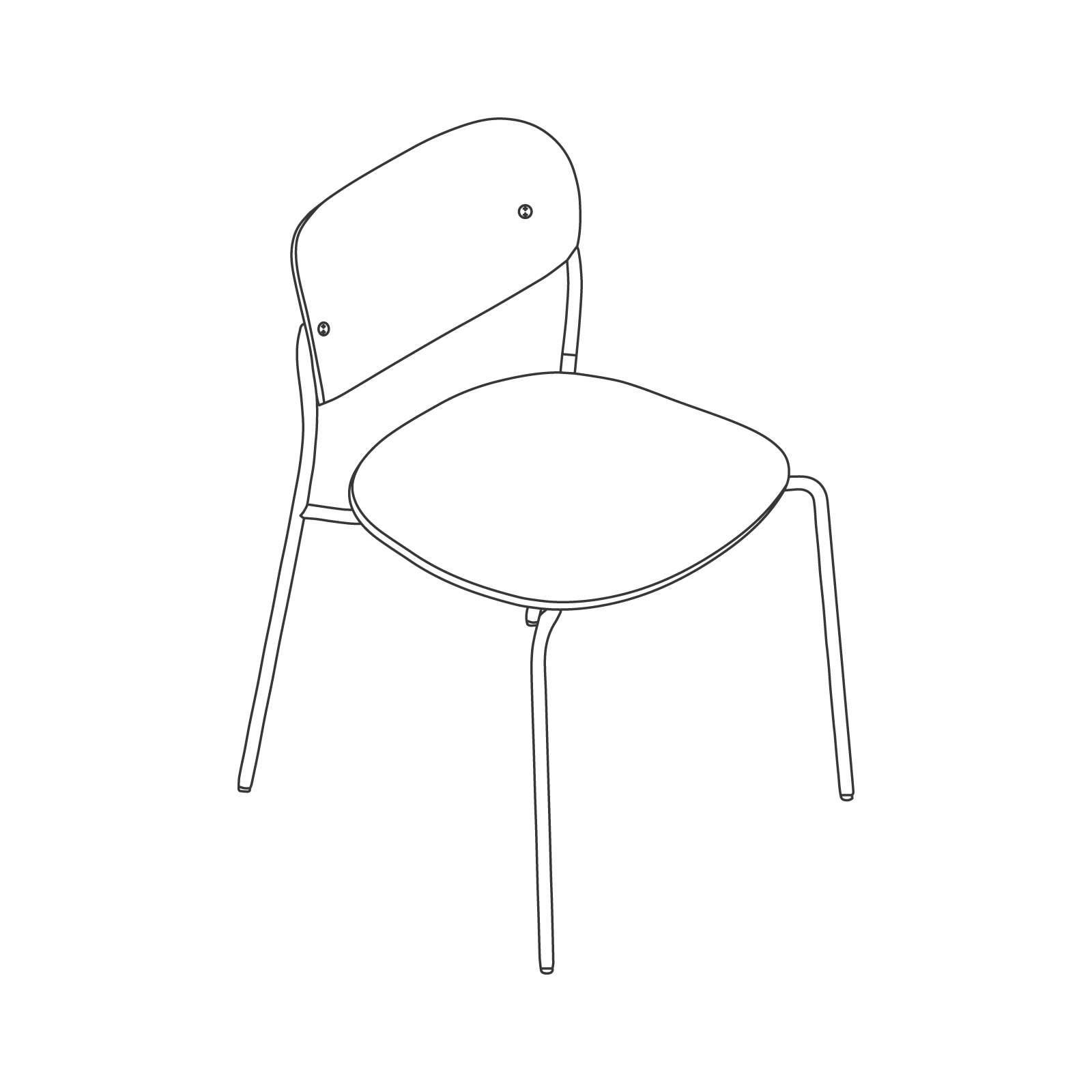 Un dibujo - Silla Portrait–sin brazos–asiento tapizado–respaldo de madera