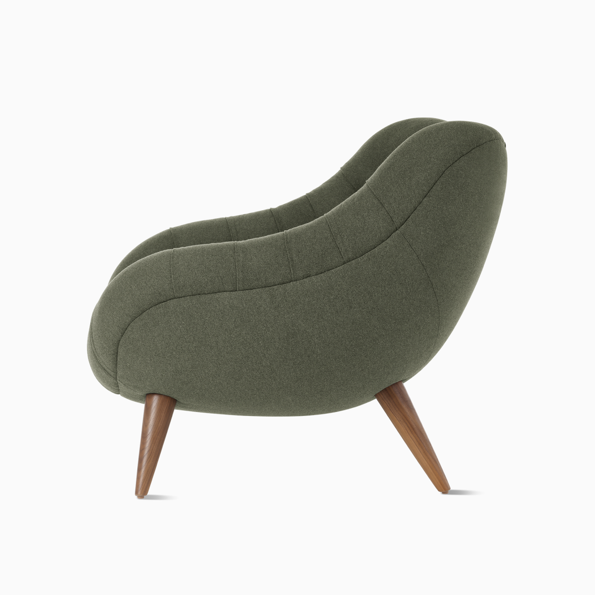 Side view of a green Rohde Easy Chair. 