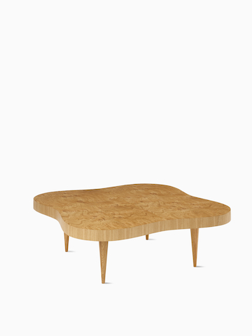 A front view of a Rohde Paldao coffee table in oak burl.