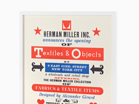 Textiles ＆ObjectsショップAlexander Girardの1961年のデビューを宣伝するポスターが、マンハッタンのHerman Millerと共にオープンしました。